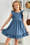 Ruffled Empire Waist Pleated Flowy Kid Dress