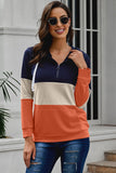 Color Block Zipped Neck Hoodie
