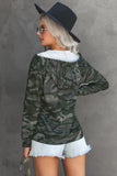 Olive Camo Print Zip Up Hooded Jacket