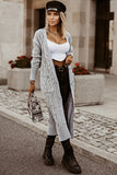 Cable Knit Open Front Long Cardigan