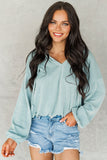 Loose Fit Ribbed V Neck Hoodie