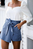 Pocketed Denim Wrap Skort