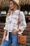 Pink Plaid Print Pocket Women Shacket