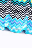 Bluish Zigzag Print Strappy Back Tankini Swimsuit