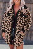 Contrast Trimmed Leopard Teddy Shacket