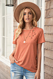 Holes Crew Neck Cotton Mixed T-shirt
