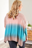 Sky Blue Plus Size Painted Poncho Top