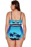 Print Plus Size Strappy High Waist Bikini Swimsuit