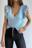 Khaki Cascading Ruffles Knit Tank Top