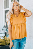 Yellow Flounce Cap Sleeve Babydoll Top