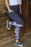 Crossover High Waist Aztec Print Patchwork Yoga Leggings