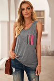 Casual Women Tank Top with Multicolor Pocket