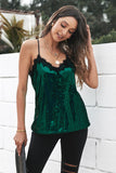 Eyelash V Neck Sequin Tank Top