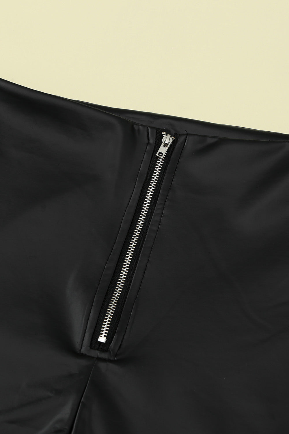 Solid Skinny Zipper PU Pants