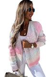 Multicolor Gradient Open Front Colorblock Tie-dye Cardigan