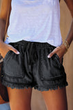 Casual Pocketed Frayed Denim Shorts