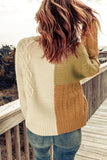 color Crew Neck Contrast Color Block Sweater