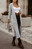 Cable Knit Open Front Long Cardigan
