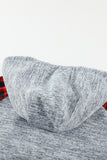 Plaid Splicing Kangaroo Pocket Buttoned Hoodie