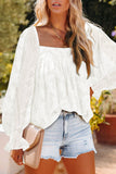 Floral Textured Square Neck Ruffled Babydoll Top