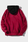 Men Colorblock Heart Shape Print Pocketed Hoodie