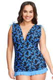 Plus Size Grecian Skater Ruched Tankini