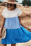 Loose Fit Ruffled Color Block Dress