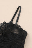 Sheer Floral Lace Up Decor Bustier