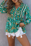 Boho Floral Print Peplum Long Sleeve Blouse