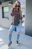 Leopard And Striped Color Block Top