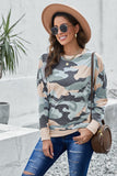 Khaki Green Digital Camo Print Sweatshirt