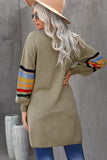 Striped Balloon Sleeve Cardigan