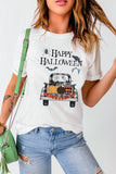 Happy Halloween Pumpkin Truck Print Graphic Tee