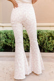 Pink Daisy Bell Bottom Flare Pants