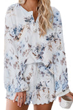 Floral Print White Knit Lounge Set