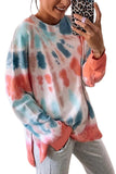 Multicolor Tie-dye Side Slits Pullover Sweatshirt