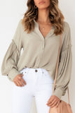 Ruffled Patchwork Bubble Sleeve Loose Shirt