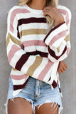 Casual Loose Bell Sleeves Striped Knit Sweater