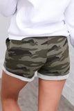 Multicolor Camo Print Cotton Casual Shorts