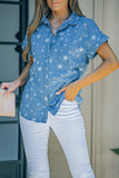 Star Print Chambray Short Sleeve Shirt