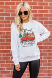 Christmas Truck Letter Graphic Print Pullover Sweatshirt