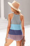 Gray Color Block Striped Knit Tank Top