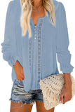 Bohemian Bubble Sleeve Eyelet Blouse