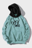 Valentine Love Heart Print Color Block Men's Pullover Hoodie