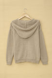 Kangaroo Pocket Button Lace Drawstring Hooded Pullover Sweater