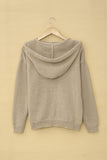 Kangaroo Pocket Button Lace Drawstring Hooded Pullover Sweater