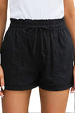 Elastic Waist Drawstring Roll Hem Shorts