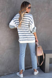 Stripe Drop Shoulder Striped Pullover Sweatshirt