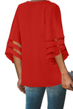 Flare Sleeve V Neck Button Blouse