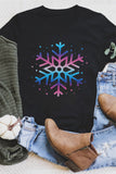 Gradient Snowflake Graphic Print Short Sleeve T Shirt